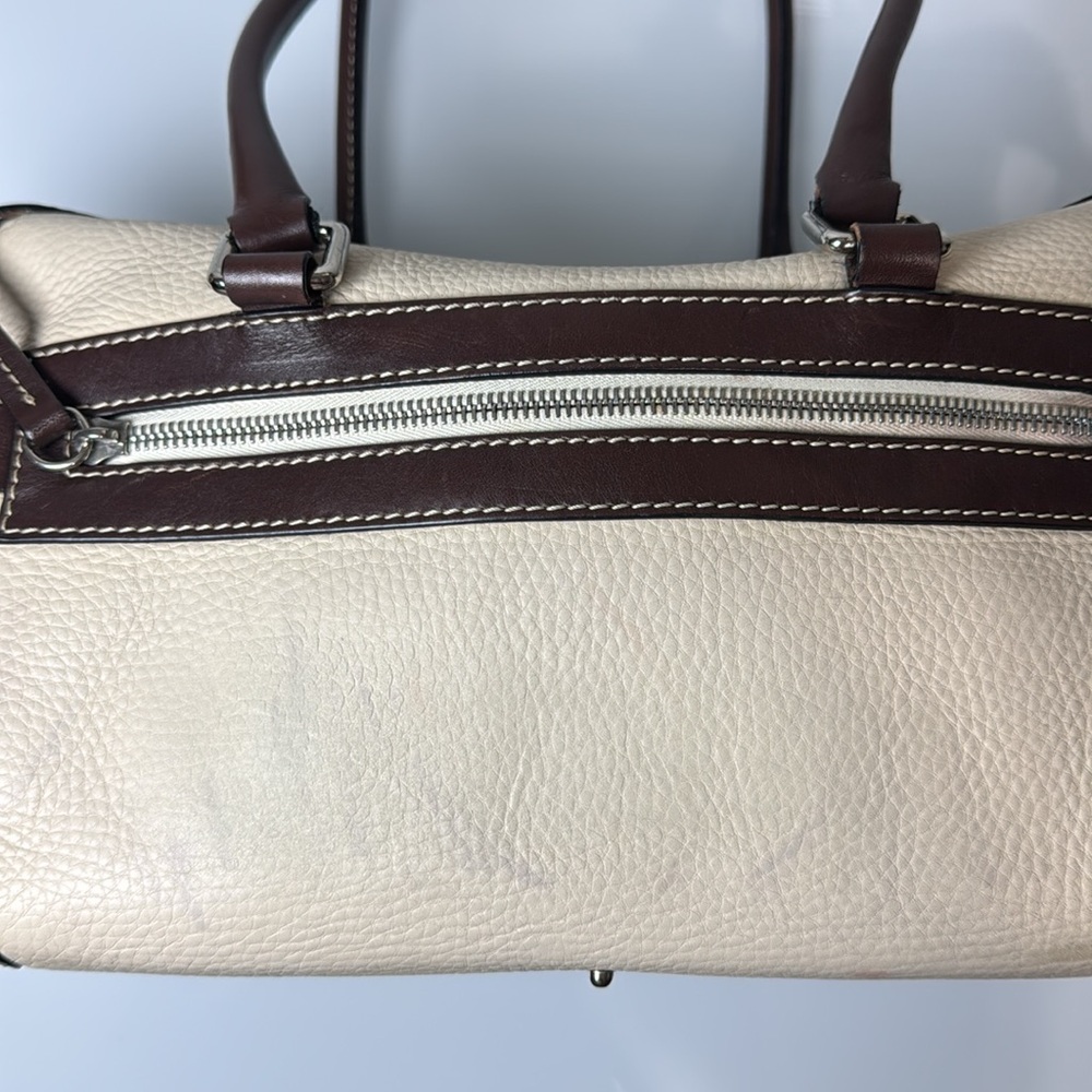Dooney & Bourke cream & brown leather double pocket tote - Picture 15 of 15